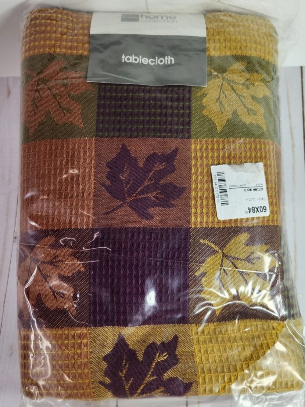 Autumn Check Tablecloth JCPenney Home 60 in X 84 in Fall Leaves Oblong READ